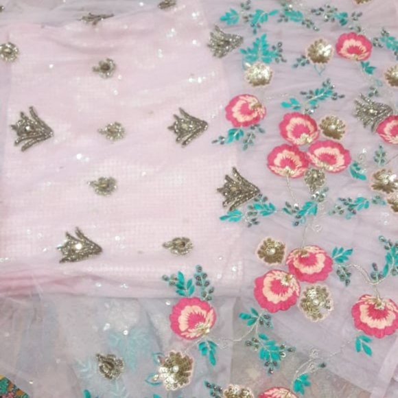 Bridesmaid pink  embroidered cape style frock - Picture 6 of 13